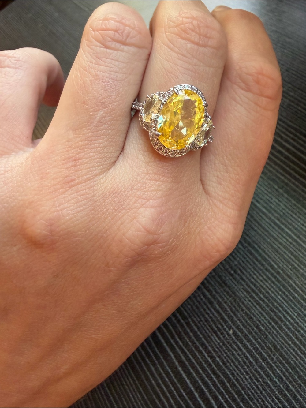 Yellow Gemstone Halo Ring - Women Jewelry